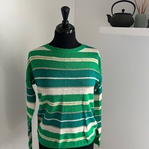 French Striped Green Women's Sweater